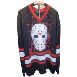 Friday The 13th Jason Voorhees Embroidered Hockey Jersey Front and Back Graphic